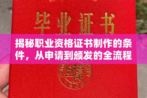 昌都揭秘职业资格证书制作的条件，从申请到颁发的全流程解析